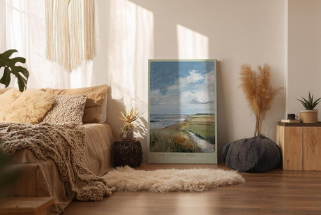 Paul Sinus Wandbild in 40x60cm Küstenweg mit Blick aufs Meer – impressionistisches Landschaftsgemälde für naturnahe Wohnakzente