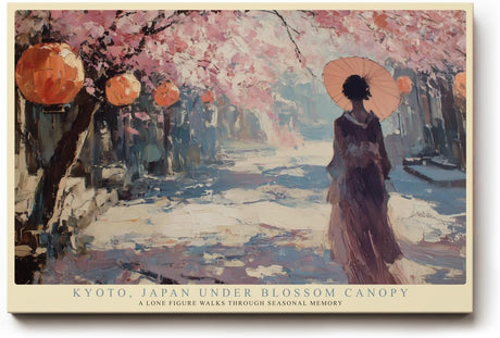 Paul Sinus Wandbild 120x80cm Kyoto Kirschblueten Landschaft Japan Kunstmotiv Spaziergang unter Sakura