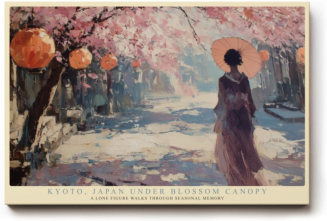 Paul Sinus Wandbild 120x80cm Kyoto Kirschblueten Landschaft Japan Kunstmotiv Spaziergang unter Sakura