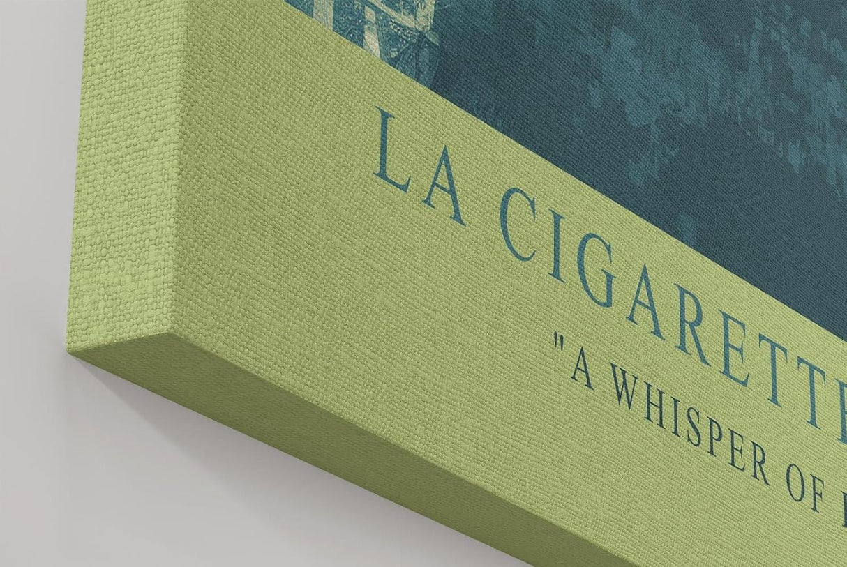 Paul Sinus Wandbild in 40x60cm La Cigarette – elegante Frau im Retro-Stil mit Zigarette, künstlerisches Porträt in Grüntönen