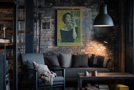 Paul Sinus Wandbild in 40x60cm La Cigarette – elegante Frau im Retro-Stil mit Zigarette, künstlerisches Porträt in Grüntönen