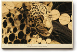 Paul Sinus Wandbild 120x80cm Leopard Portrait abstrakte Tierkunst schwarz gold moderne Wildtier Wanddekoration fuer Wohnzimmer Büro