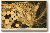 Paul Sinus Wandbild 120x80cm Leopard Portrait gold schwarz moderne Tierkunst Kunstdruck grosses Kunstbild elegante Wanddekoration fuer Wohnzimmer Büro Flur