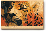 Paul Sinus Wandbild 120x80cm Leopard Portrait moderne Tierkunst orange schwarz abstrakte Wildtier Illustration Wanddekoration fuer Wohnzimmer Büro