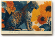 Paul Sinus Wandbild 120x80cm Leopard Tierkunst mit Sonnenblumen elegante Wildkatze moderne Natur Kunstbild stilvolle Wanddekoration fuer Wohnzimmer Büro