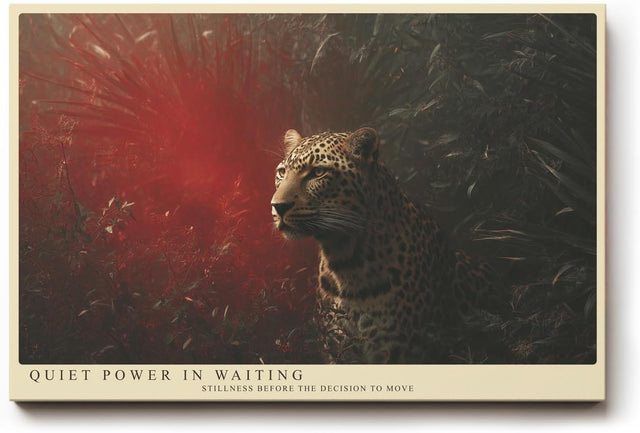 Paul Sinus Wandbild 120x80cm Leopard im roten Licht moderne Tierfotografie dramatisches Wildlife Kunstposter stilvolle