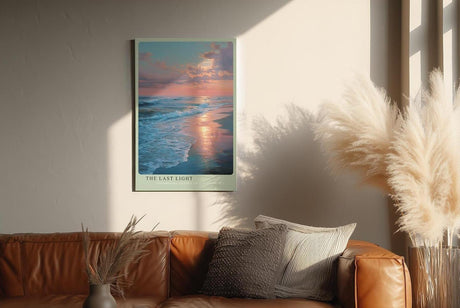 Paul Sinus Wandbild in 40x60cm Letztes Licht am Meer mit leuchtendem Sonnenuntergang und sanftem Wellenspiel