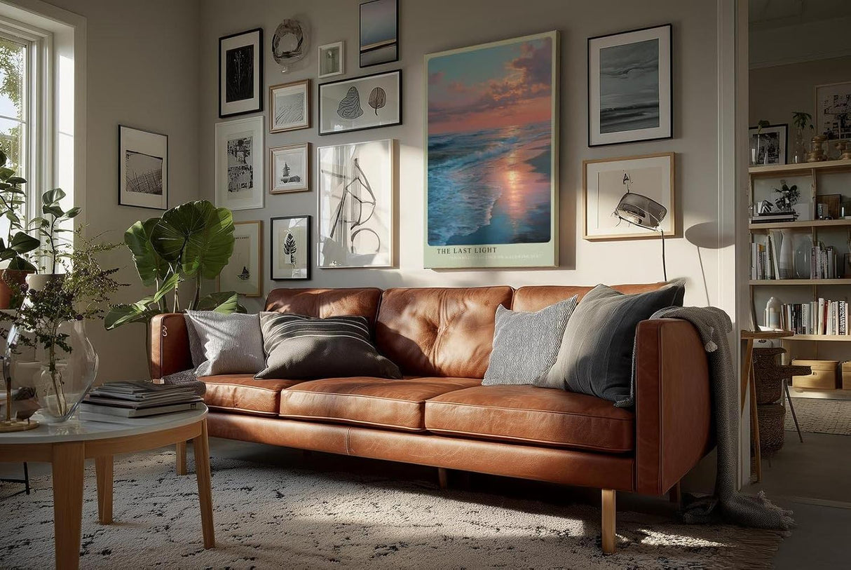 Paul Sinus Wandbild in 40x60cm Letztes Licht am Meer mit leuchtendem Sonnenuntergang und sanftem Wellenspiel