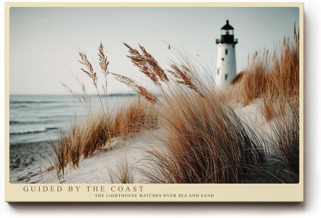 Paul Sinus Wandbild 120x80cm Leuchtturm Strandduenen Kuestenlandschaft Naturfotografie ruhige Meeresstimmung stilvolle Wanddekoration fuer Wohnzimmer Büro