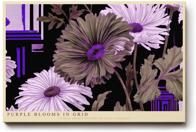 Paul Sinus Wandbild 120x80cm Lila Blumen moderne florale Illustration mit geometrischen Formen Wanddekoration