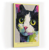 Paul Sinus Wandbild in 40x60cm Little Rainbow Cat – farbenfrohes Katzenportrait in moderner Bilder für lebendige Wohnraumgestaltung