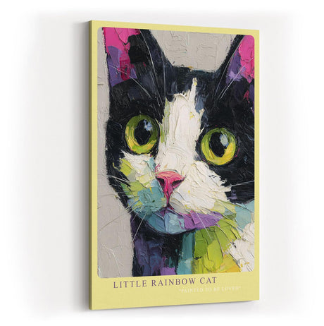 Paul Sinus Wandbild in 40x60cm Little Rainbow Cat – farbenfrohes Katzenportrait in moderner Bilder für lebendige Wohnraumgestaltung