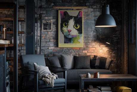 Paul Sinus Wandbild in 40x60cm Little Rainbow Cat – farbenfrohes Katzenportrait in moderner Bilder für lebendige Wohnraumgestaltung