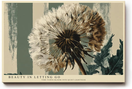 Paul Sinus Wandbild 120x80cm Loewenzahn Pusteblume moderne Naturillustration botanische Kunst beige gruene Wanddekoration fuer Wohnzimmer Büro