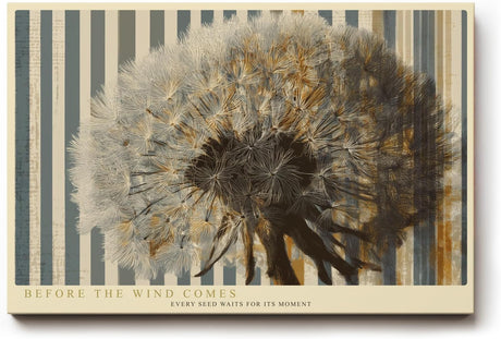 Paul Sinus Wandbild 120x80cm Loewenzahn Pusteblume moderne botanische Kunst abstraktes Naturmotiv beige grau stilvolle Wanddekoration fuer Wohnzimmer Büro