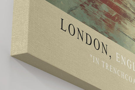 Paul Sinus Wandbild in 40x60cm London, England – Malerische Straßenszene mit rotem Doppeldeckerbus und Big Ben im Hintergrund, stilvolle Stadtansicht im Regen