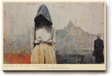 Paul Sinus Wandbild 120x80cm Lonely Walk Through Memory moderne Stadt Szene mit Figur melancholische Kunst Poster für Wohnzimmer Schlafzimmer