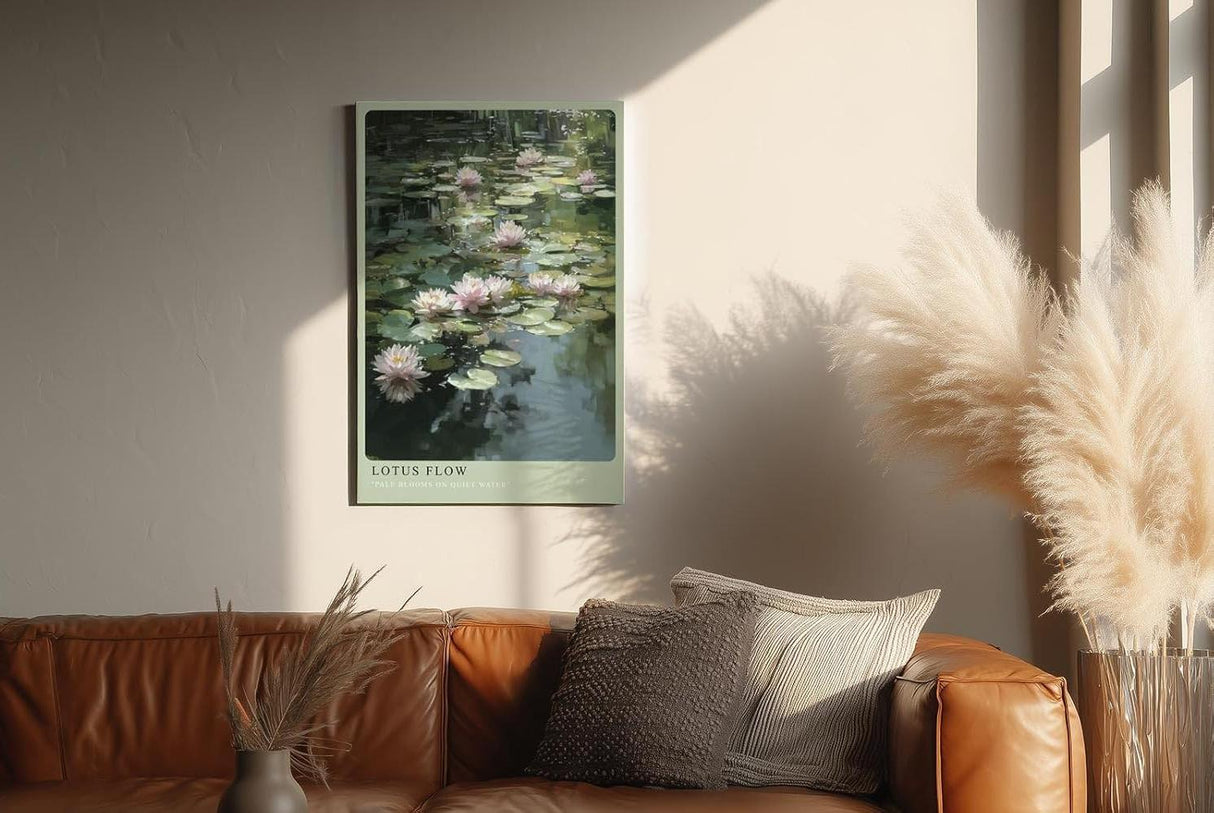 Paul Sinus Wandbild in 40x60cm Lotus Flow Rosa Lotusblüten auf ruhigem Wasser