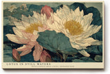 Paul Sinus Wandbild 120x80cm Lotusblueten botanische Kunst asiatische Blumen Illustration Wanddekoration Wohnzimmer Schlafzimmer