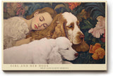 Paul Sinus Wandbild 120x80cm Mädchen Mit Hunden Romantisches Portrait LeinWandbild 120x80cm Tierkunst Wanddekoration