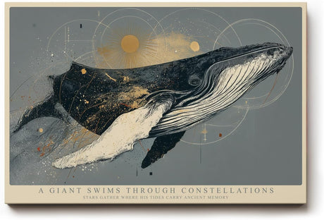 Paul Sinus Wandbild 120x80cm Majestaetischer Wal mit kosmischen Elementen moderne maritime Kunst