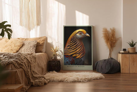 Paul Sinus Wandbild in 40x60cm Majesty in Motion – majestätisches Vogelporträt in warmen Orangeund Blautönen für edle Raumgestaltung