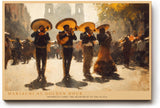 Paul Sinus Wandbild 120x80cm Mariachi Musiker auf der Plaza Lebendige Musikszene in warmen Gold und Brauntoenen