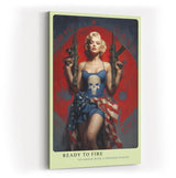 Paul Sinus Wandbild in 40x60cm Marilyn Monroe mit Gewehren und US-Flagge – glamouröses Pop-Art-Motiv mit rebellischer Note