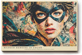 Paul Sinus Wandbild 120x80cm Masked Heroine in Color modernes Frauen Portrait mit Maske Pop Art Kunst Poster für Wohnzimmer Büro
