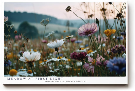Paul Sinus Wandbild 120x80cm Meadow at First Light Blumenwiese im Morgenlicht Natur Fotokunst fuer Wohnzimmer Schlafzimmer und Büro