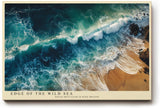 Paul Sinus Wandbild 120x80cm Meeresküste Luftaufnahme Wellen und Strand Natur Kunst in Blau und Sandfarben für Wohnzimmer Büro