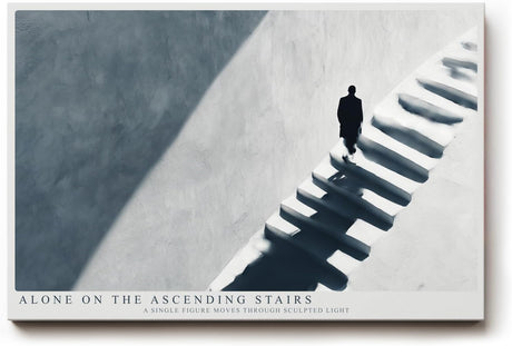 Paul Sinus Wandbild 120x80cm Minimalistische Treppe mit einzelner Figur moderne Architektur Fotokunst Wanddekoration