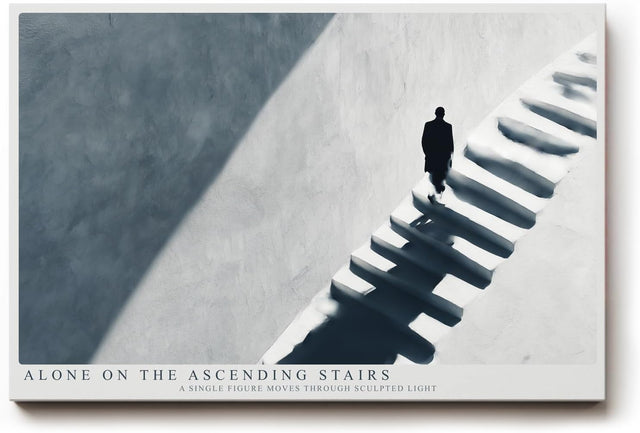 Paul Sinus Wandbild 120x80cm Minimalistische Treppe mit einzelner Figur moderne Architektur Fotokunst Wanddekoration