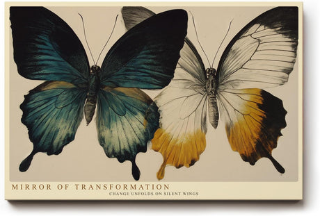 Paul Sinus Wandbild 120x80cm Mirror of Transformation Schmetterlinge Natur Kunst Illustration modernes Tier Poster für Wohnzimmer Schlafzimmer