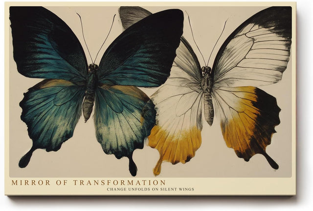 Paul Sinus Wandbild 120x80cm Mirror of Transformation Schmetterlinge Natur Kunst Illustration modernes Tier Poster für Wohnzimmer Schlafzimmer