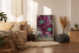Paul Sinus Wandbild in 40x60cm Modern Botanics Magenta Blüten mit Türkisakzenten
