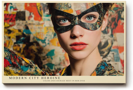 Paul Sinus Wandbild 120x80cm Modern City Heroine Portrait einer maskierten Frau Urbane Kunst fuer Wohnzimmer Schlafzimmer und Büro