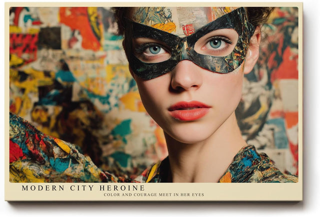 Paul Sinus Wandbild 120x80cm Modern City Heroine Portrait einer maskierten Frau Urbane Kunst fuer Wohnzimmer Schlafzimmer und Büro