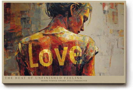 Paul Sinus Wandbild 120x80cm Moderne Kunst Frau Ruecken Love Typografie abstraktes Gemaelde emotionale Kunst Wanddekoration Wohnzimmer Schlafzimmer