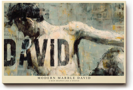 Paul Sinus Wandbild 120x80cm Moderner David Skulptur Kunst LeinWandbild 120x80cm Klassische Figur Moderne Typografie Wanddekoration