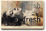 Paul Sinus Wandbild 120x80cm Modernes Portrait Collage Kunstmotiv Gesicht mit urbanen Textstrukturen