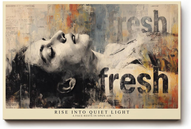 Paul Sinus Wandbild 120x80cm Modernes Portrait Collage Kunstmotiv Gesicht mit urbanen Textstrukturen
