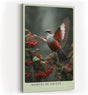 Paul Sinus Wandbild in 40x60cm Moment of Ascent Rot-weißer Vogel im Aufstieg auf einem Zweig mit roten Beeren vor natürlichem Hintergrund