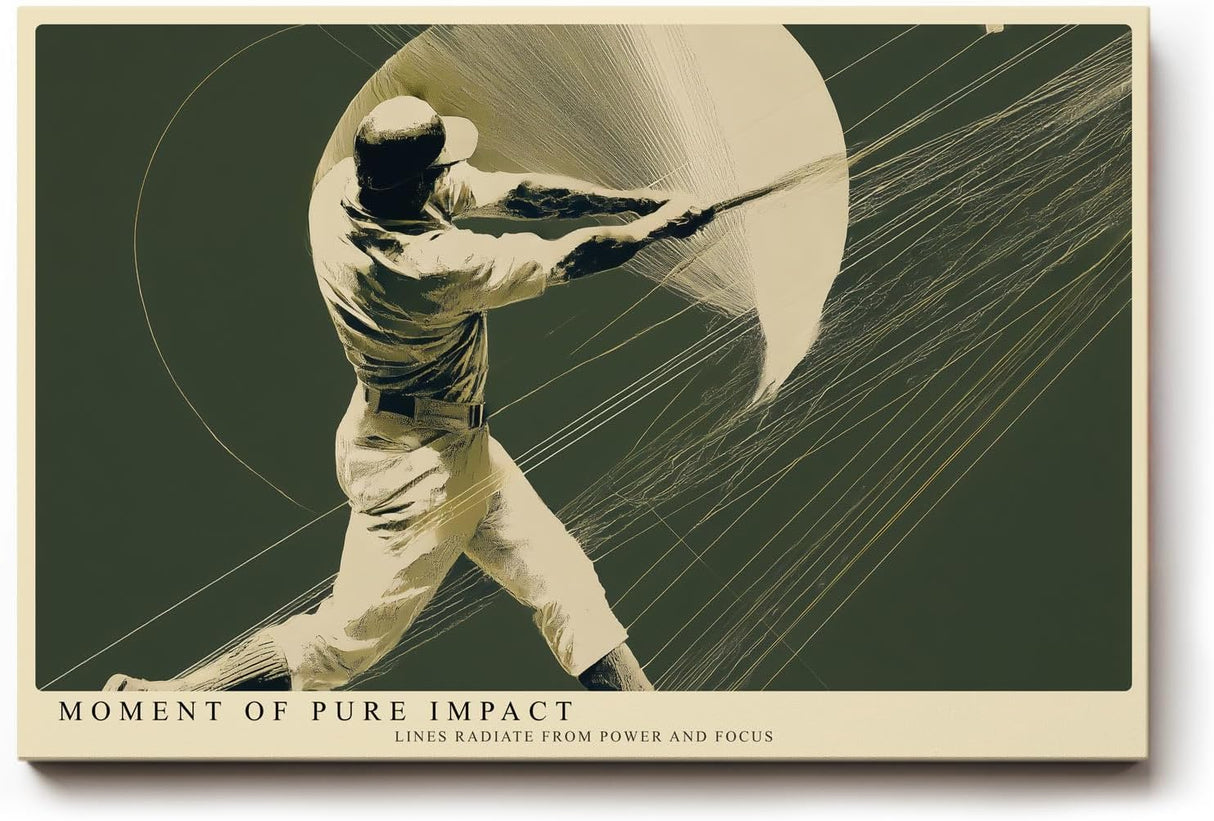 Paul Sinus Wandbild 120x80cm Moment of Pure Impact Baseball Sport Kunst Illustration dynamisches Poster für Wohnzimmer Büro Studio