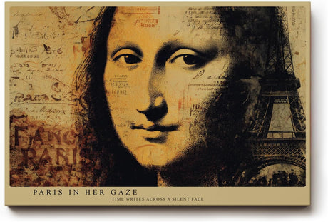 Paul Sinus Wandbild 120x80cm Mona Lisa Paris Collage Kunstmotiv Klassisches Portrait mit Eiffelturm
