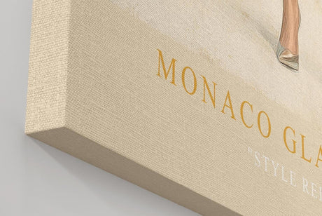 Paul Sinus Wandbild in 40x60cm Monaco Glamour Frau im weißen Anzug vor Casino de Monte-Carlo luxuriöse Kunst auf Leinwand