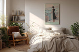 Paul Sinus Wandbild in 40x60cm Monaco Mornings – Elegantes Porträt einer Frau auf einem Balkon mit Blick auf den Hafen von Monaco, moderne Bilder in warmen Pastelltönen