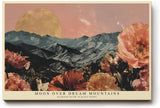 Paul Sinus Wandbild 120x80cm Mond Über Bergen Blumen Landschaft LeinWandbild 120x80cm Traumhafte Natur Wanddekoration