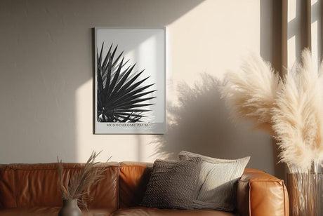 Paul Sinus Wandbild in 40x60cm Monochrome Palm – stilvolle Palmenblätter in kontrastreicher Schwarz-Weiß-Fotografie für moderne Räume