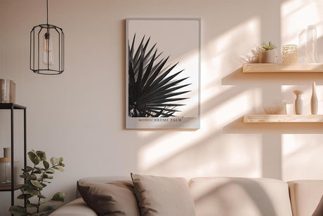Paul Sinus Wandbild in 40x60cm Monochrome Palm – stilvolle Palmenblätter in kontrastreicher Schwarz-Weiß-Fotografie für moderne Räume